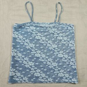 Vintage Y2K Floral Tank Top Womens Large 90s Preppy Surfer Hibiscus Whimsigoth